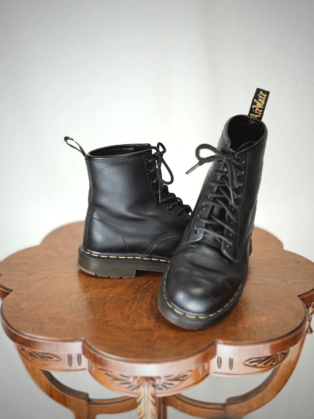 Dr. Martens 8 Hole Black Lace Up Combat Boot US Mens 6 Womens 7 #0111